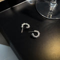 Elegant Irregular C Shaped Silver Alloy Rhinestone Stud Hoops With Multi Faceted Sparkle For Women Earrings view 4