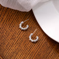Elegant Irregular C Shaped Silver Alloy Rhinestone Stud Hoops With Multi Faceted Sparkle For Women Earrings view 1