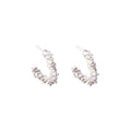 Elegant Irregular C Shaped Silver Alloy Rhinestone Stud Hoops With Multi Faceted Sparkle For Women Earrings view 5