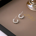 Elegant Irregular C Shaped Silver Alloy Rhinestone Stud Hoops With Multi Faceted Sparkle For Women Earrings view 2