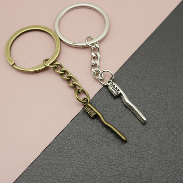 Zinc Alloy Toothbrush Keychain Bag Charm