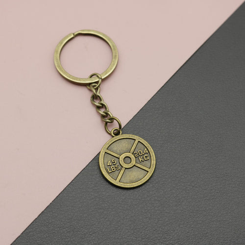 Zinc Alloy Weight Plate Keychain Fitness Bag Charm Gift