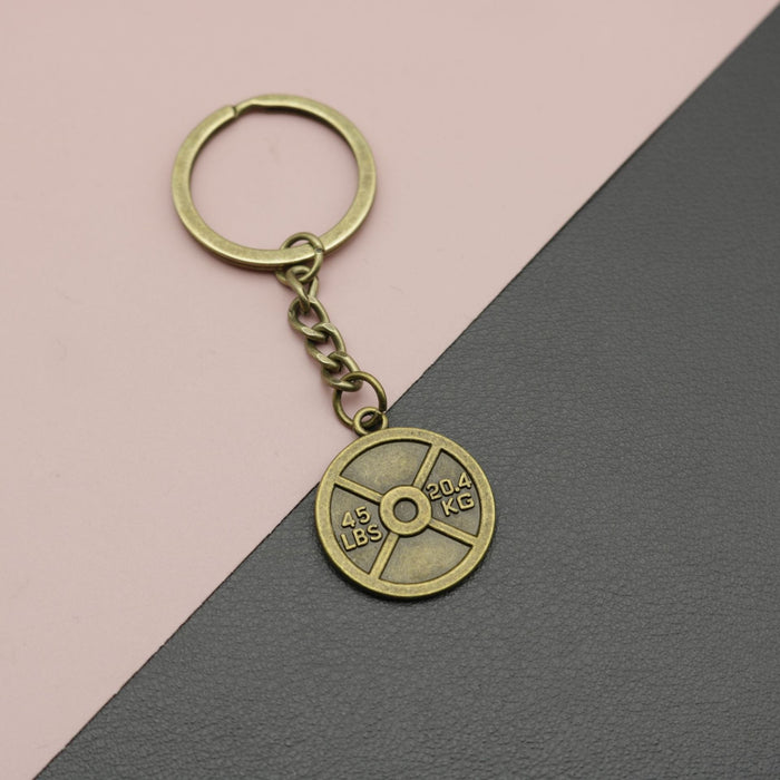 Zinc Alloy Weight Plate Keychain Fitness Bag Charm Gift