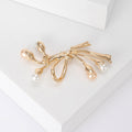 Alloy Rhinestone Pearl Bow Brooch For Vintage Fashion view 4