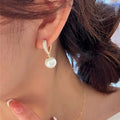 Light Luxury Pearl Drop Earrings For Women, Heart Zircon Clip On Earrings For Party Jewelry view 4