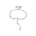 Light Luxury Alloy Y Shaped Rhinestone Teardrop Tassel Long Clavicle Necklace For Women view 5