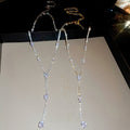 Light Luxury Alloy Y Shaped Rhinestone Teardrop Tassel Long Clavicle Necklace For Women view 1