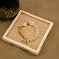 Chinese Style Good Luck Jade Peach Blossom Bracelet With Clear Round Beads Pearl Lotus Knot view 2