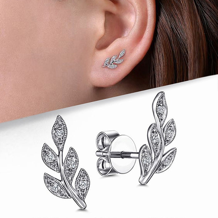 Korean Style Leaf Olive Branch Stud Earrings, Fresh Forest Fairy Style Fashion Earrings For Women