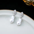 Elegant Irregular Baroque Pearl Drop Earrings With Rhinestone Geometric Alloy Studs For Women Earrings view 4
