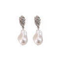 Elegant Irregular Baroque Pearl Drop Earrings With Rhinestone Geometric Alloy Studs For Women Earrings view 5