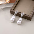 Elegant Irregular Baroque Pearl Drop Earrings With Rhinestone Geometric Alloy Studs For Women Earrings view 2