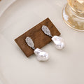 Elegant Irregular Baroque Pearl Drop Earrings With Rhinestone Geometric Alloy Studs For Women Earrings view 3