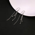 Elegant Long Silver Alloy Chain Tassel Waterdrop Rhinestone Asymmetric Dangle Drop Earrings view 3