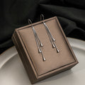 Elegant Long Silver Alloy Chain Tassel Waterdrop Rhinestone Asymmetric Dangle Drop Earrings view 4