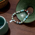 Niche Chinese Style Colorblock Shoushan Stone Beaded Bracelet With Swallow Heart Bow Pearl Charms view 3