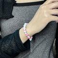 Niche Chinese Style Colorblock Shoushan Stone Beaded Bracelet With Swallow Heart Bow Pearl Charms view 4