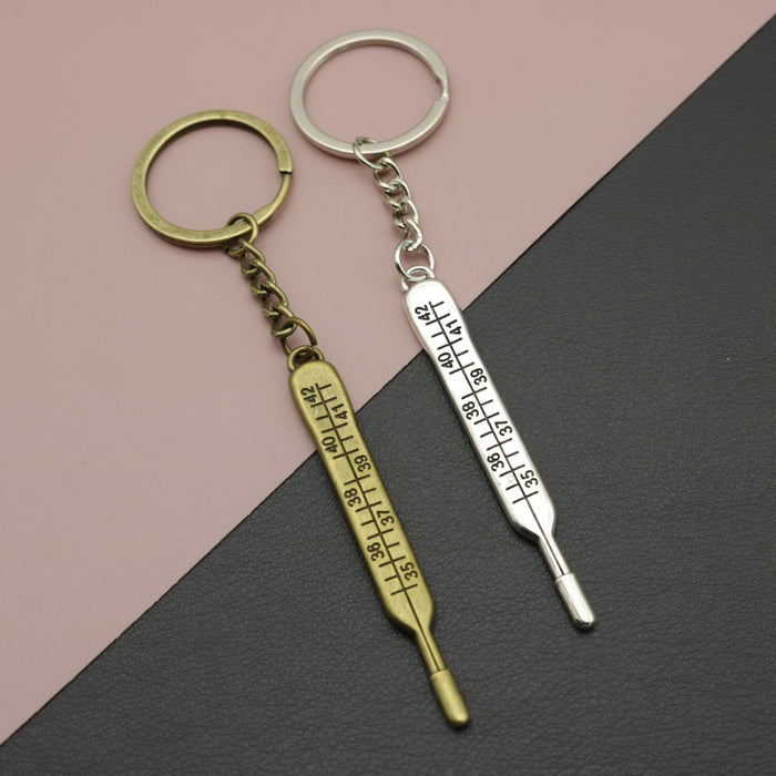 Metal Minimalist Thermometer Keychain Bag Charm Gift