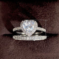 Fashion Double Layer Two In One Heart Zircon Ring Set For Women European American Jewelry view 5