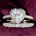 Fashion Double Layer Two In One Heart Zircon Ring Set For Women European American Jewelry view 2