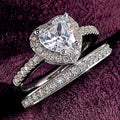 Fashion Double Layer Two In One Heart Zircon Ring Set For Women European American Jewelry view 1