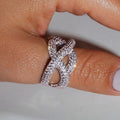 Sparkling Micro Pave Zircon Twisted Rope Ring For Men And Women Luxury Wrap Finger Jewelry view 4