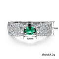 Emerald Green Tourmaline Ring For Women, Wheat Hollow Ribbon Design With Small Zircon Row view 5