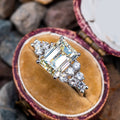 Rectangle Cut Simulated Diamond Ring With Star Accents Simple Versatile Friendship Ring For Women view 1