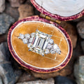 Rectangle Cut Simulated Diamond Ring With Star Accents Simple Versatile Friendship Ring For Women view 5