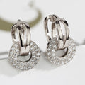 Early Summer High End Korean Women's Hoop Earrings Round Micro Paved Zircon Ear Cuff Short Earrings view 3