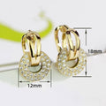 Early Summer High End Korean Women's Hoop Earrings Round Micro Paved Zircon Ear Cuff Short Earrings view 4
