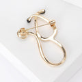 Alloy Rhinestone Geometric Stethoscope Brooch Pin For Clothing Decoration view 4