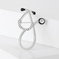 Alloy Rhinestone Geometric Stethoscope Brooch Pin For Clothing Decoration view 3