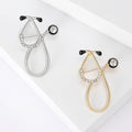 Alloy Rhinestone Geometric Stethoscope Brooch Pin For Clothing Decoration view 1