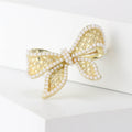 Alloy Pearl Bow Brooch Pin For Elegant Clothing Accessories – Gold view 2