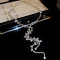 Light Luxury Alloy Rhinestone Geometric Tassel Statement Necklace For Women view 4