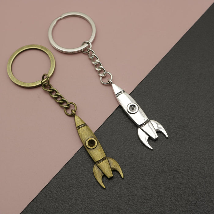 Metal Minimalist Rocket Keychain For Key Ring Gift