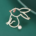 Alloy Rhinestone Hollow Rabbit Brooch Pin For Cute Clothing Decoration view 3