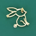 Alloy Rhinestone Hollow Rabbit Brooch Pin For Cute Clothing Decoration view 4