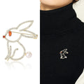 Alloy Rhinestone Hollow Rabbit Brooch Pin For Cute Clothing Decoration view 2