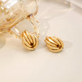 Luxury Gold Alloy Interwoven Geometric Shell Shape Studs For Women Creative Minimalist Statement Earrings view 3