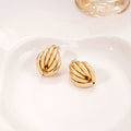 Luxury Gold Alloy Interwoven Geometric Shell Shape Studs For Women Creative Minimalist Statement Earrings view 2