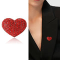 Alloy Rhinestone Heart Brooch Red Full Crystal Lapel Pin view 2