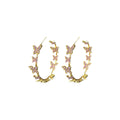 Luxury Korean Zircon Butterfly Hoop Earrings With Silver Needle Micro-Pave Sweet 3D Round Circle Earrings view 5