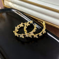 Luxury Korean Zircon Butterfly Hoop Earrings With Silver Needle Micro-Pave Sweet 3D Round Circle Earrings view 4