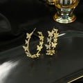 Luxury Korean Zircon Butterfly Hoop Earrings With Silver Needle Micro-Pave Sweet 3D Round Circle Earrings view 2