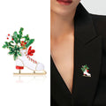 Vintage Alloy Enamel Christmas Boot Brooch For Holiday Apparel view 2
