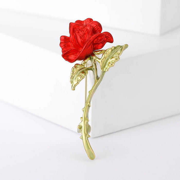 Alloy Rose Flower Brooch Pin For Elegant Suit Lapel Decoration