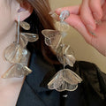 Chic Hollow Metal Flower Tassel Drop Earrings With Silver Needle Long Statement Design view 3