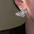 Copper Zircon Butterfly Stud Earrings Sweet Minimalist Light Luxury Commuter Jewelry view 2